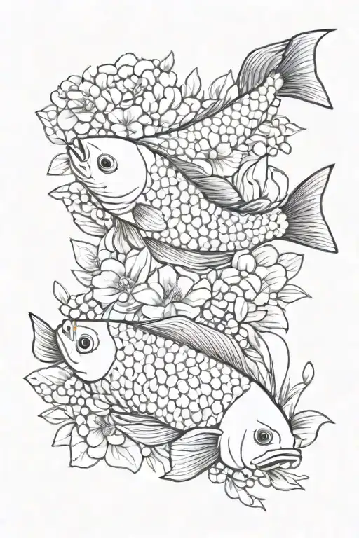 Japanese Fish And Flowers