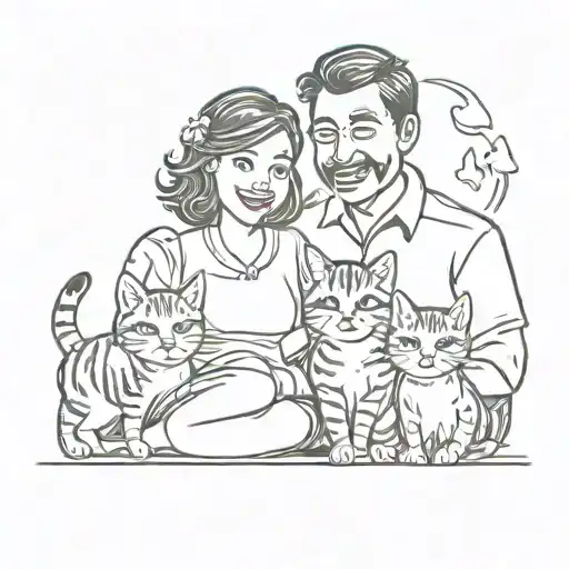 Happy Family With Cat