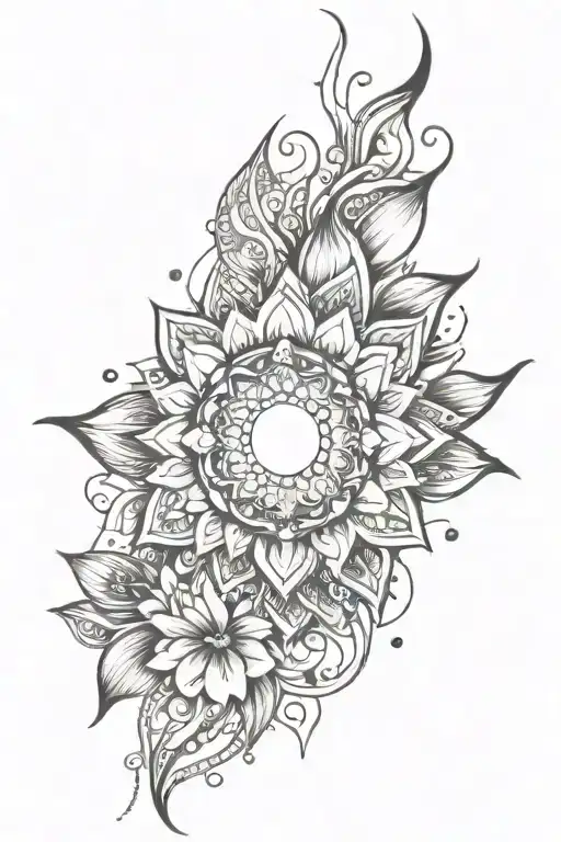 Ornamental Forearm Tattoo With Sun And Lotus