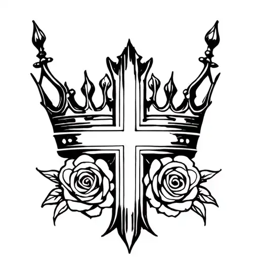Crown Of Roses Sharp Cross