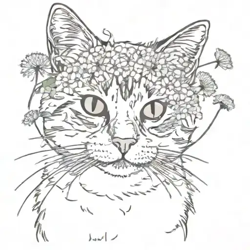 Cat And Dandelions