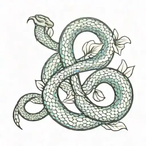 Infinity Symbol In The Shape Of A Snake With A 9 Leaf Lotus Above