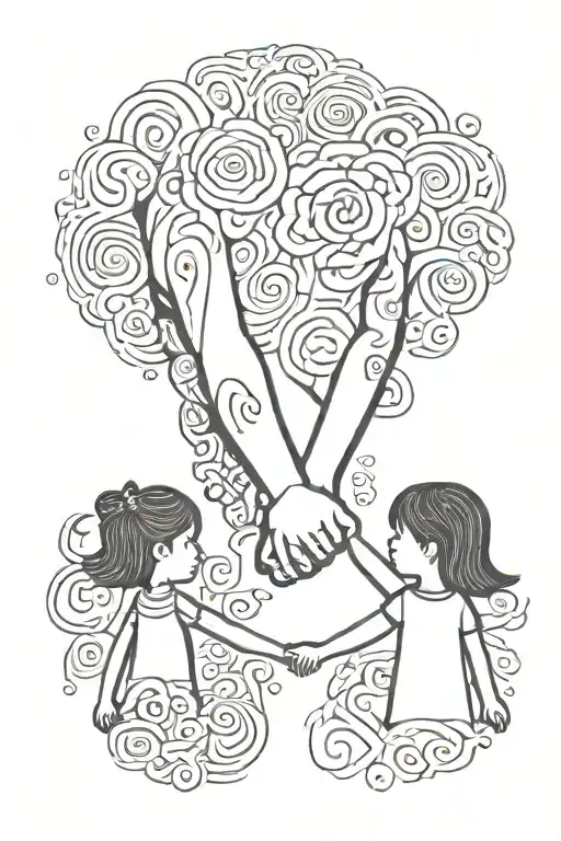 Daughter And Mother Holding Hands