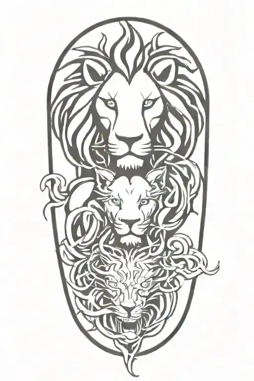 Lion And Dragon Breathing Fire Water Earth