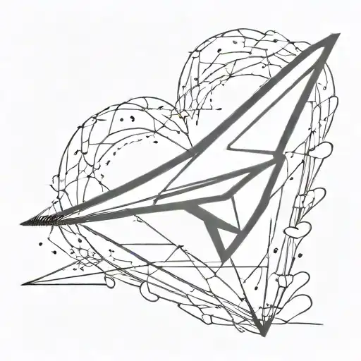 Paper Airplane Soaring With A Dashed Line Trail In A Heart Shape