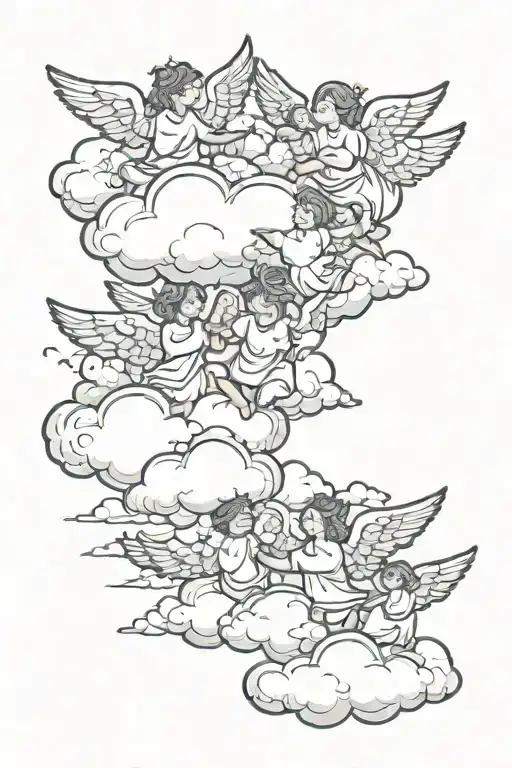 Clouds Floating With And Angels Flying Together Representing The Client's Love