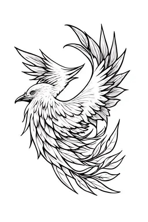 Pheonix And Leaf Intertwined