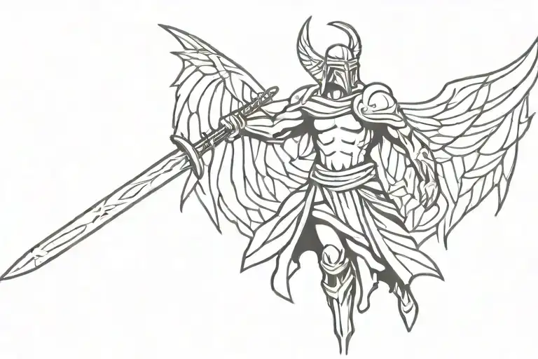 Wings And Warrior With Sword