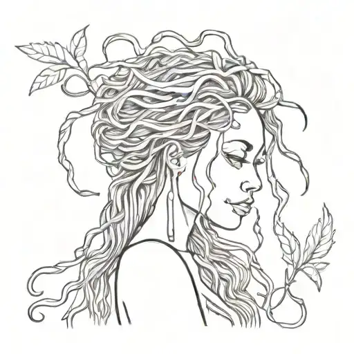 Dreadlocks Woman Flow Botanical Body Line Work