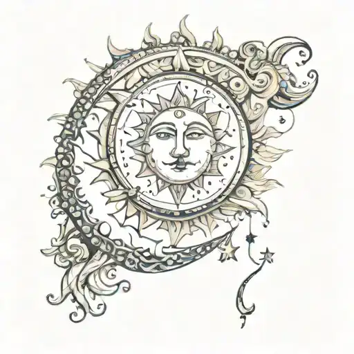Whimsical Sun And Moon Combined