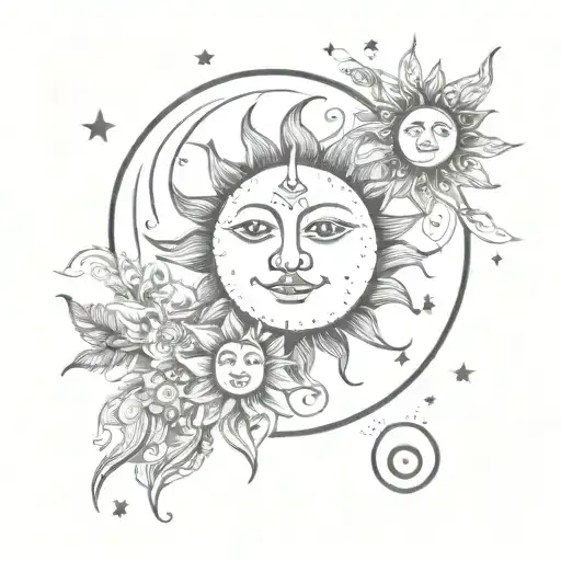 Whimsical Sun And Moon Combined