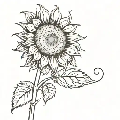 A Sunflower Blooming Under The Sun And Moon Shining In The Background