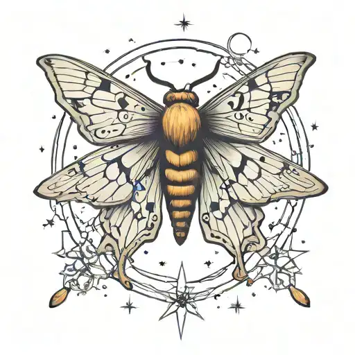 Moth And Stars Around It