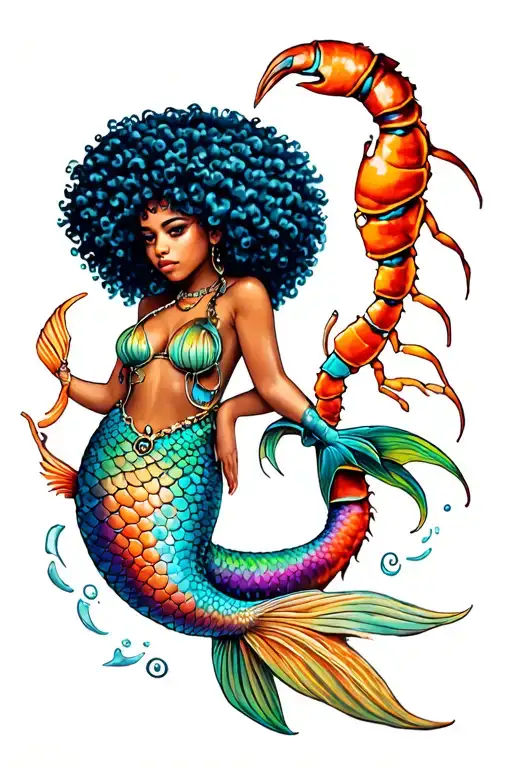 Mermaid With Afro Haired Female Scorpio