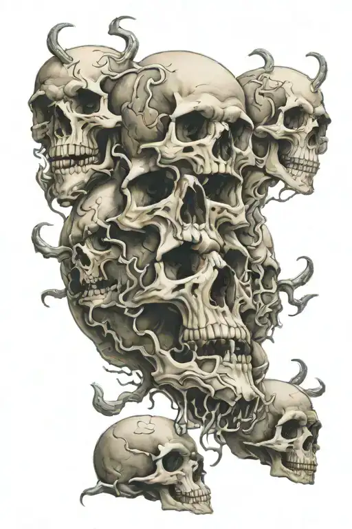 Multiple Floating Ghost Skull