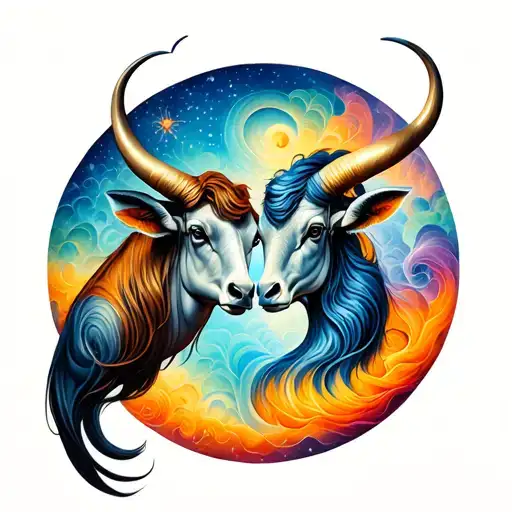 Taurus And Gemini Signs Intertwined