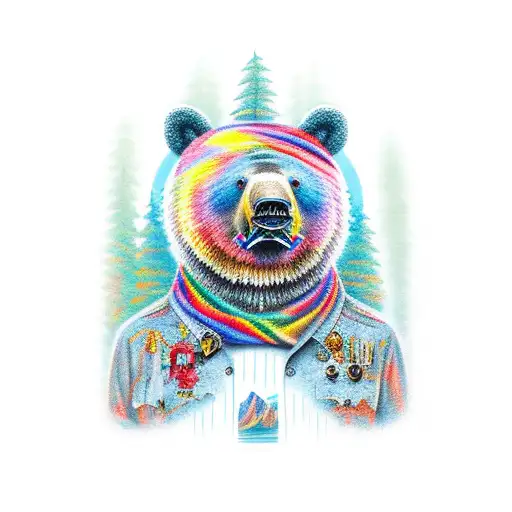 Big Bear On The San Francisco Bridge With The Captain Mountain Of Yosemite