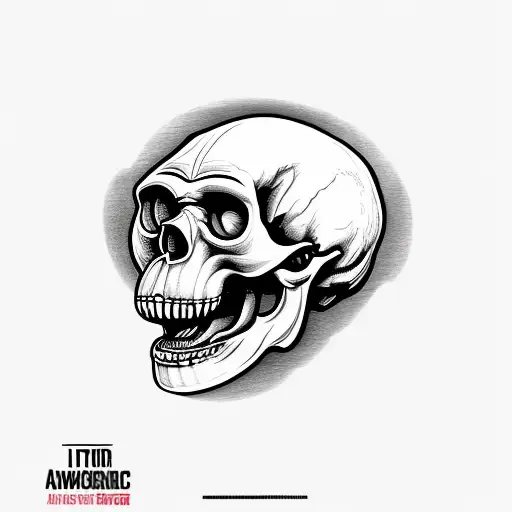 Australopithecus Hominid Nonhuman Skull With Big Lower Jaw And Fangs 45 Degree Angle To A Side