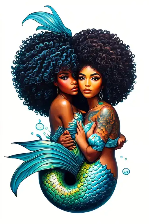 Mermaid With Kinky Afro Haired Female
