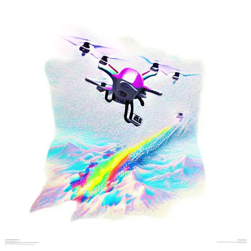 A Futuristic Drone Soaring Through A Vibrant Waterfall
