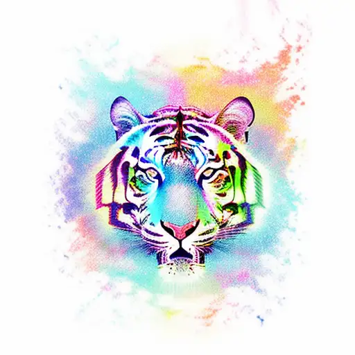 Colorfull Geometric Tiger On The Water