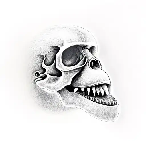 Australopithecus Monkey Alike Enlongated Jaw Skull 45 Degree Angle To A Side