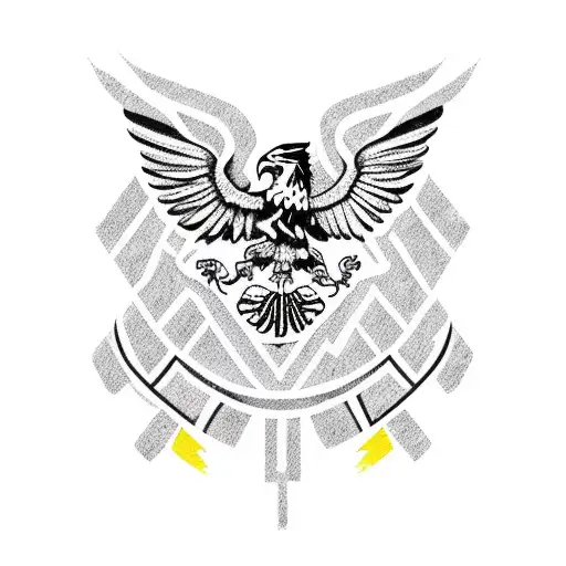 Mexian Flag With Eagle And Aztec Warrior