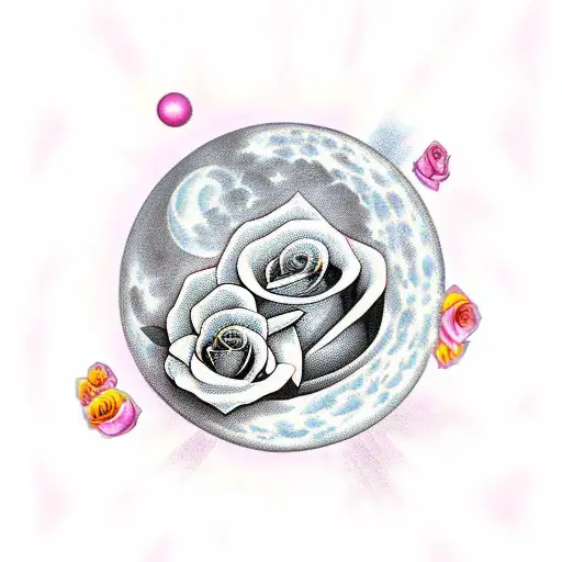 A Moon And A Key With Roses