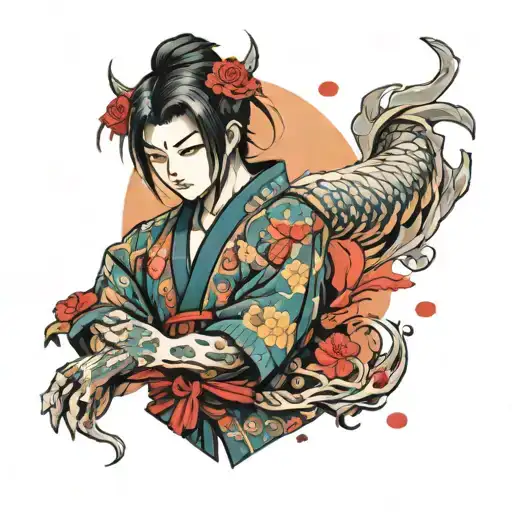 Japanese Anime Character With A Traditional Japanese Background