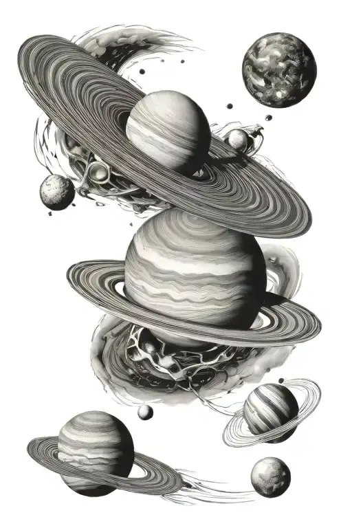 Saturn And Venus In Space Themed