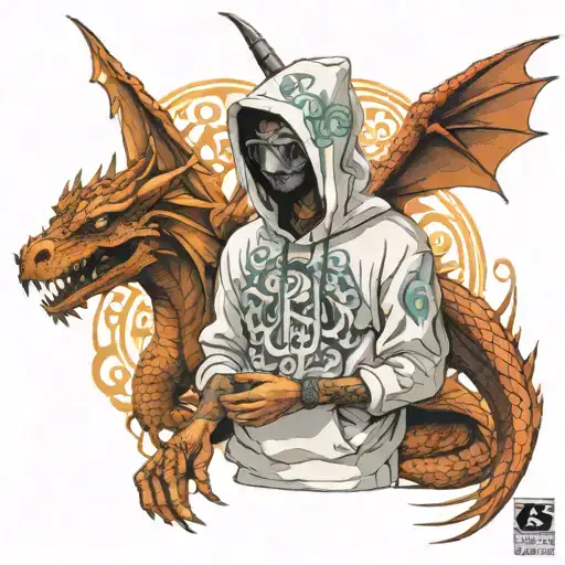 Hacker Hoodie And Code Infused With Dragon
