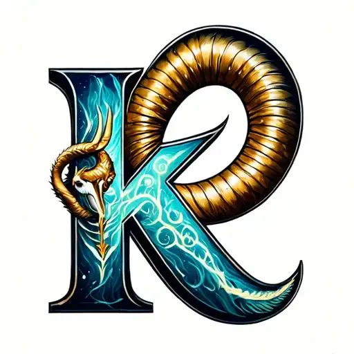 Capricorn Symbol Incorporated With Letter K
