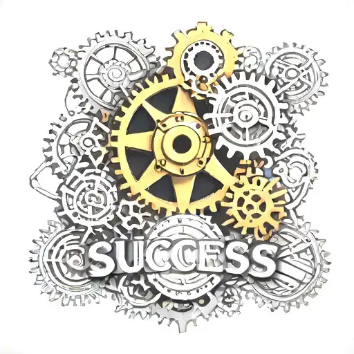 A Mechanical Gear With The Word 'Success' Integrated Into The Design