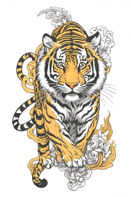 Thai Tiger Surrounded By Electic