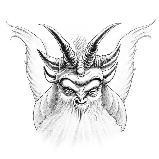 Full Picture Baphomet Sinister Smile With Children Looking At Him With The Nun