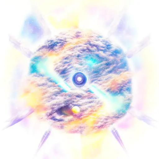 A Celestial Sword Piercing Through A Planet Surrounded By Nebulae