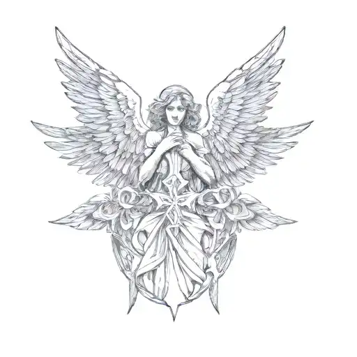 Angel With Wings And A Cross