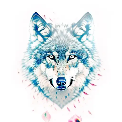 Wolf With Time And Rose