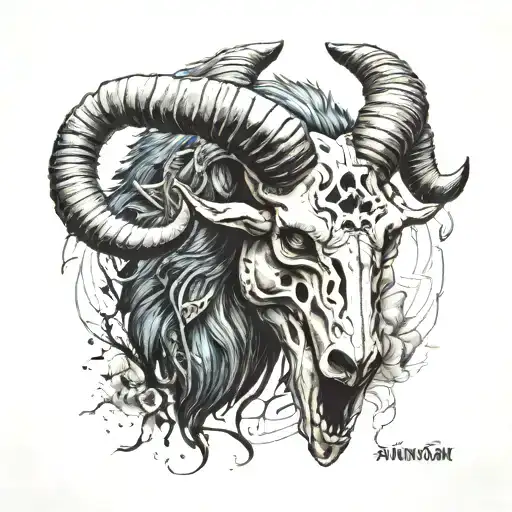 Wolf And A Ram Skull