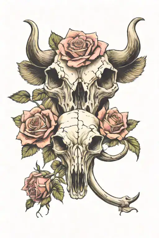 Ufo Abducting Two Headed Baby Cow Skull With Roses