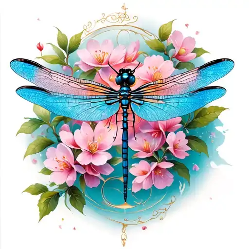 Dragonfly Cherry Blossoms And Infinity Symbol Intertwined
