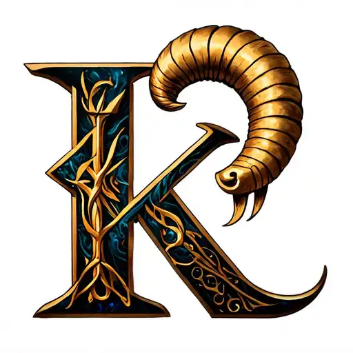 Capricorn Symbol Incorporated With Letter K
