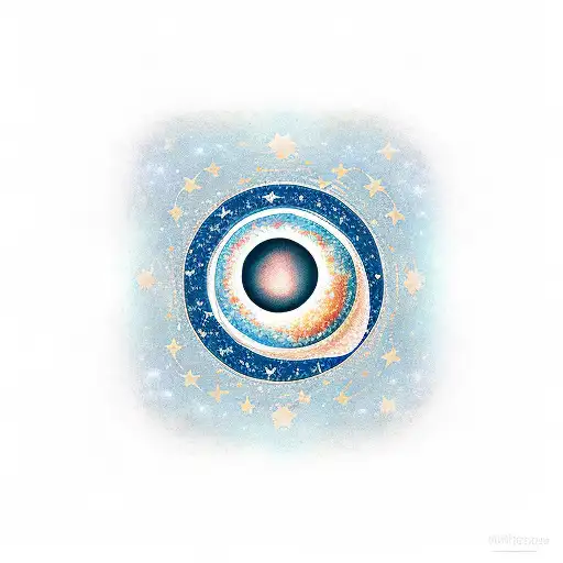 A Celestial Scene With A Moon And Stars Forming The Shape Of A Coffee Cup