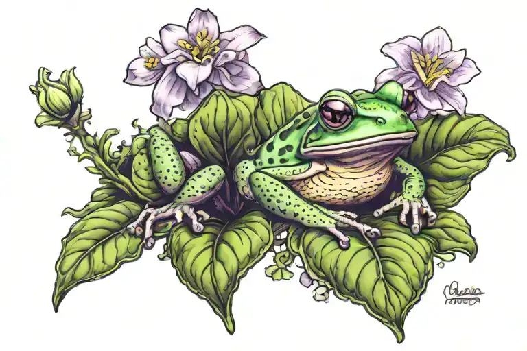 African Violet And Frog