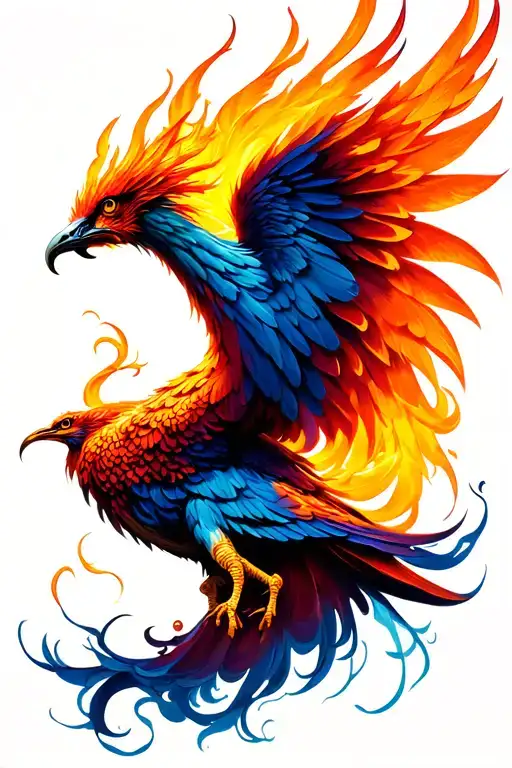 Fiery Phoenix Bird Rising Up