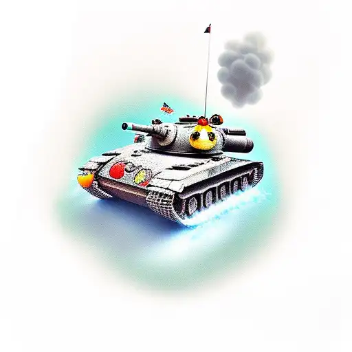 Cartoon Tank With Rubber Duck And Ladybug