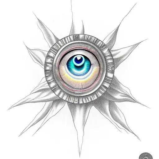 Evil Eye With The Sun And Angel Wings
