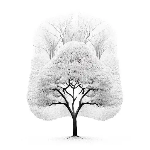 Lonely Silhouette In A Surreal Forest