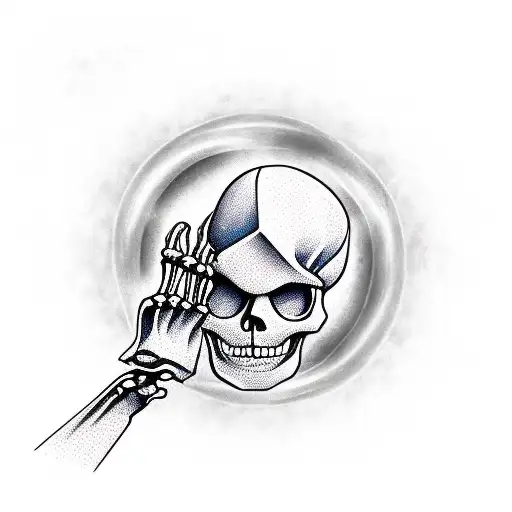 Skeleton Making A Peace Sign