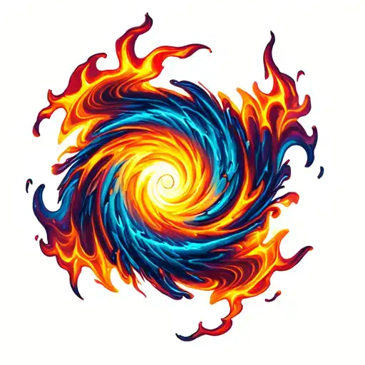 Hurricane Symbol Flames Surrounding